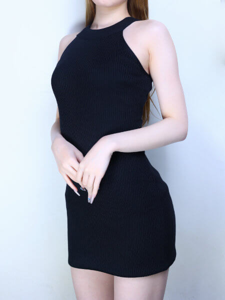 Vネックミニドレス